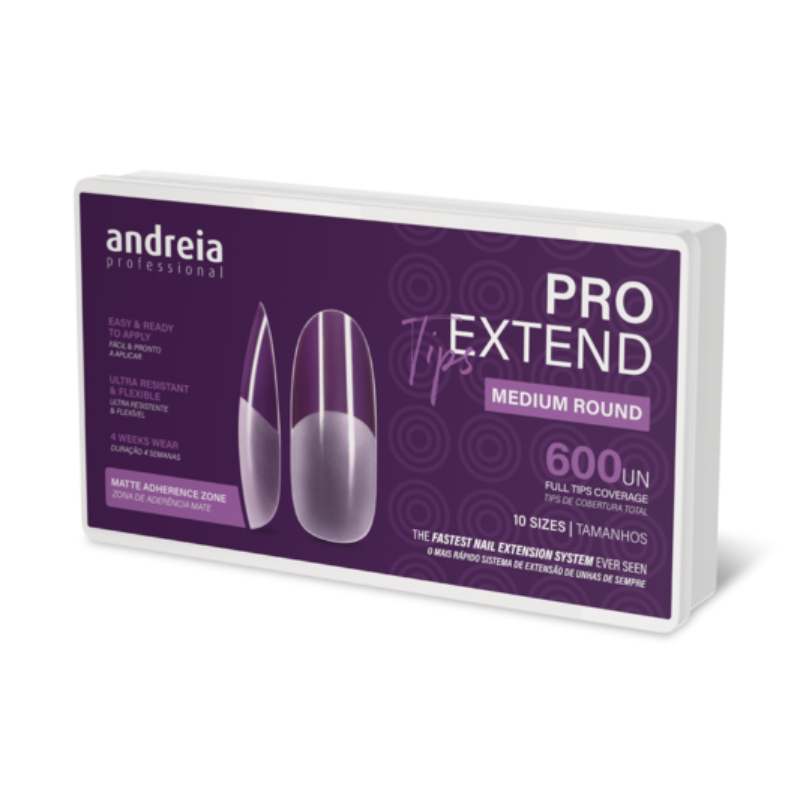 Andreia Pro Extend Tips Extensões De Unhas Medium Round 600unds