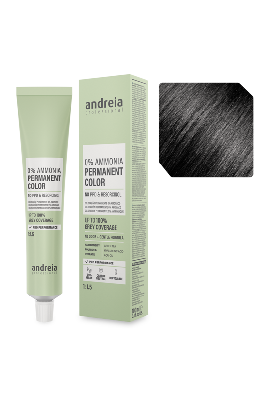 Andreia Coloração Permanente 0% Amoníaco 2.0 Preto Natural 100ml