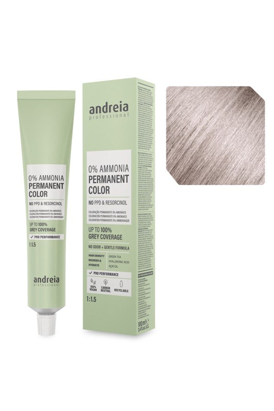 Andreia Coloração Permanente 0% Amoníaco 10.1 Louro Platinado Cinza 100ml