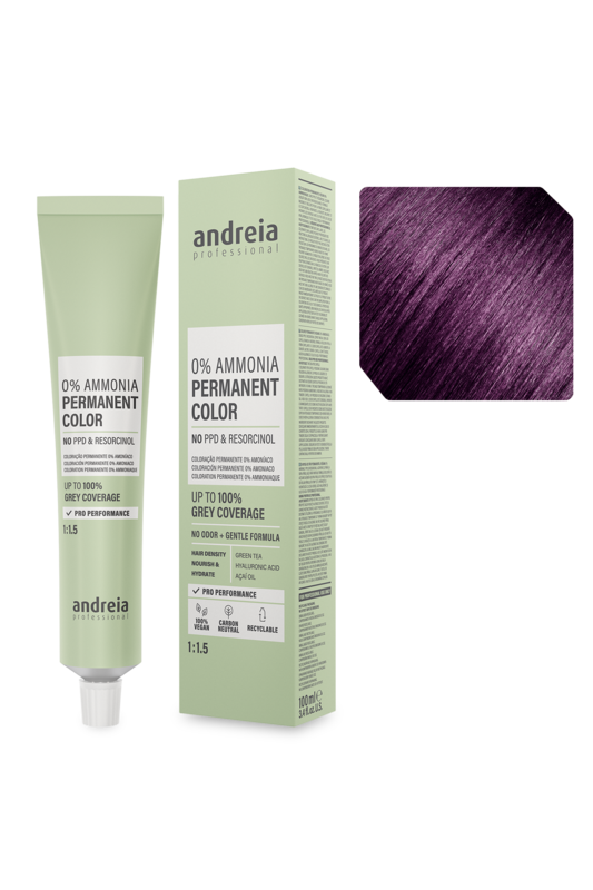 Andreia Coloração Permanente 0% Amoníaco 5.22 Castanho Claro Violeta 100ml