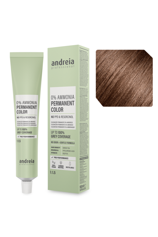 Andreia Coloração Permanente 0% Amoníaco 5.74 Castanho Claro Marron Cobre 100ml