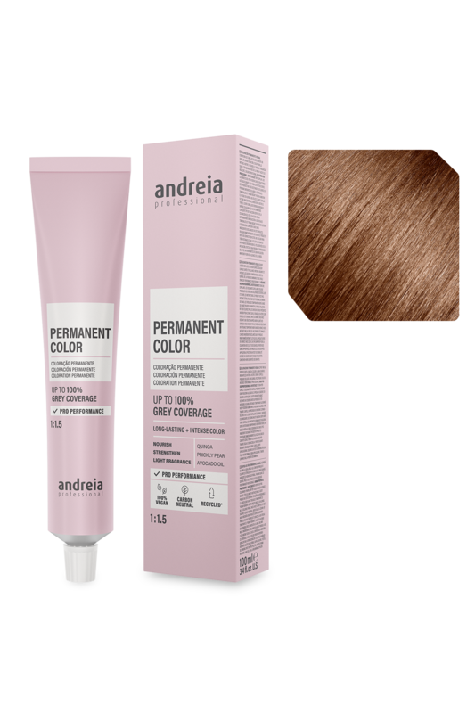 Andreia Coloração Permanente 6.34C Louro Escuro Dourado Laranja Cobre 100ml