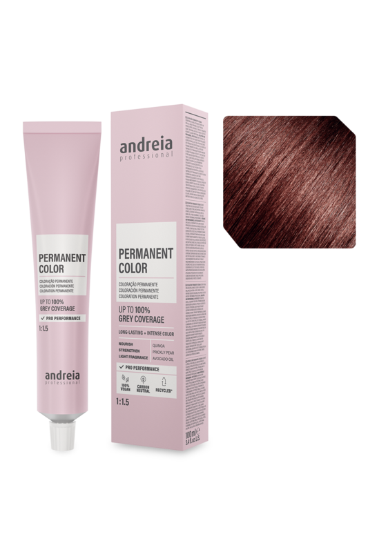 Andreia Coloração Permanente 4.7M Castanho Médio Tabaco Mogno 100ml