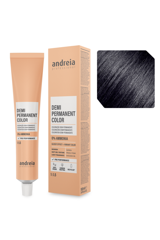 Andreia Coloração Demi Permanente 1.1 Preto Azulado 100ml