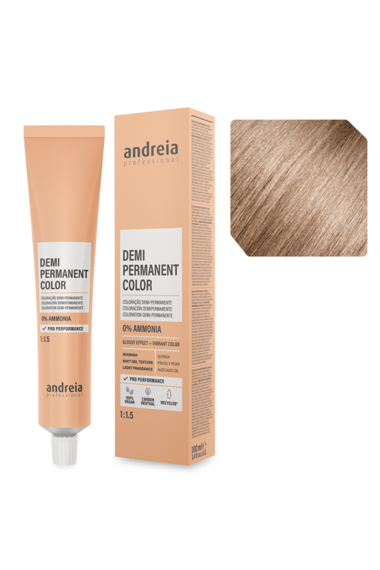 Andreia Coloração Demi Permanente 9.32 Louro Muito Claro Quente Beige 100ml