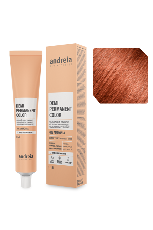 Andreia Coloração Demi Permanente 7.45 Louro Médio Laranja Vermelho 100ml