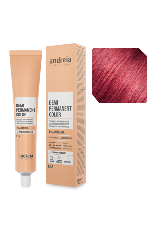 Andreia Coloração Demi Permanente 6.65 Louro Escuro Violeta Vermelho 100ml