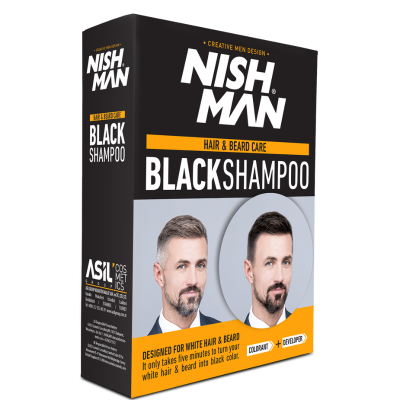 Nishman Pack Coloração Cabelo & Barba Coloring Black Shampoo 200ml