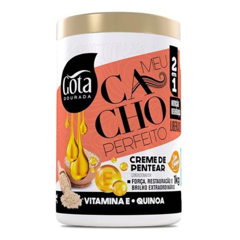 Creme de Pentear Gota Dourada Meu Cacho Perfeito Vitamina E e Quinoa 1Kg