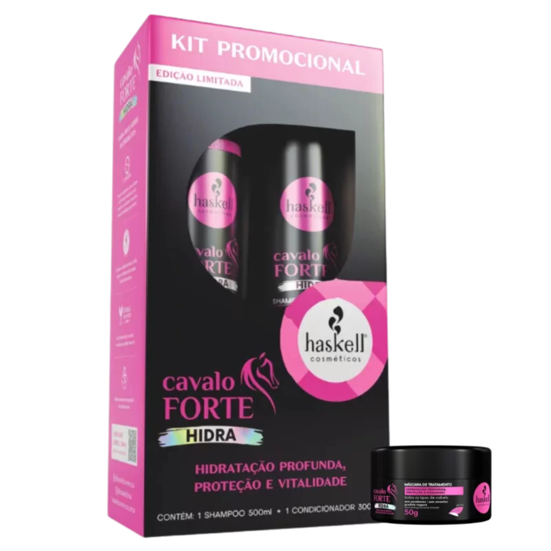 Kit HASKELL Cavalo Forte Hidra Shampoo 500ml Condicionador 300ml + Oferta Máscara 50g