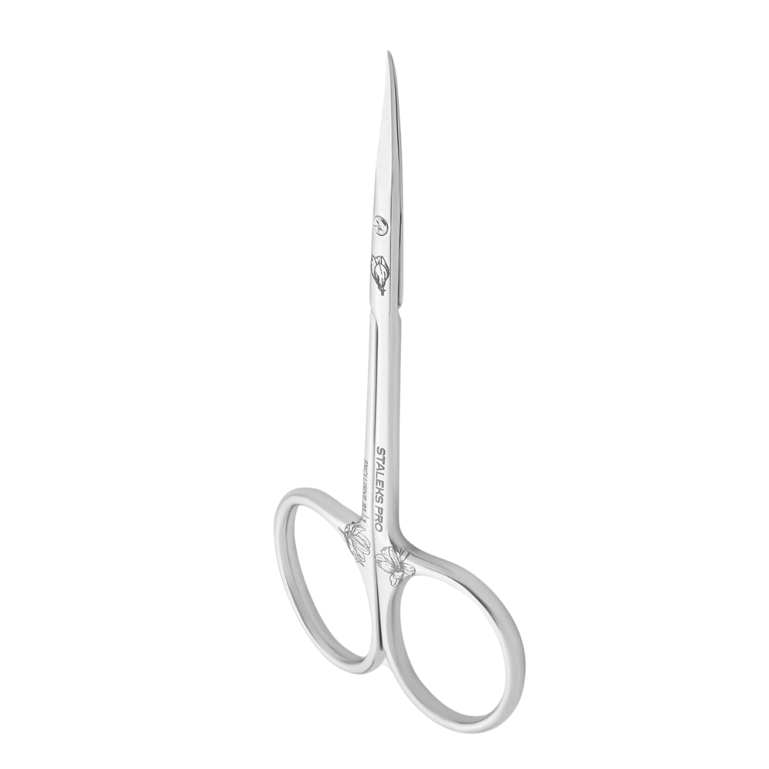 Tesoura profissional para cutículas com gancho EXCLUSIVE 21 TYPE 1 (magnólia) Staleks Pro